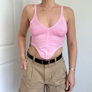 Corset Style Cropped Knit Cami Top